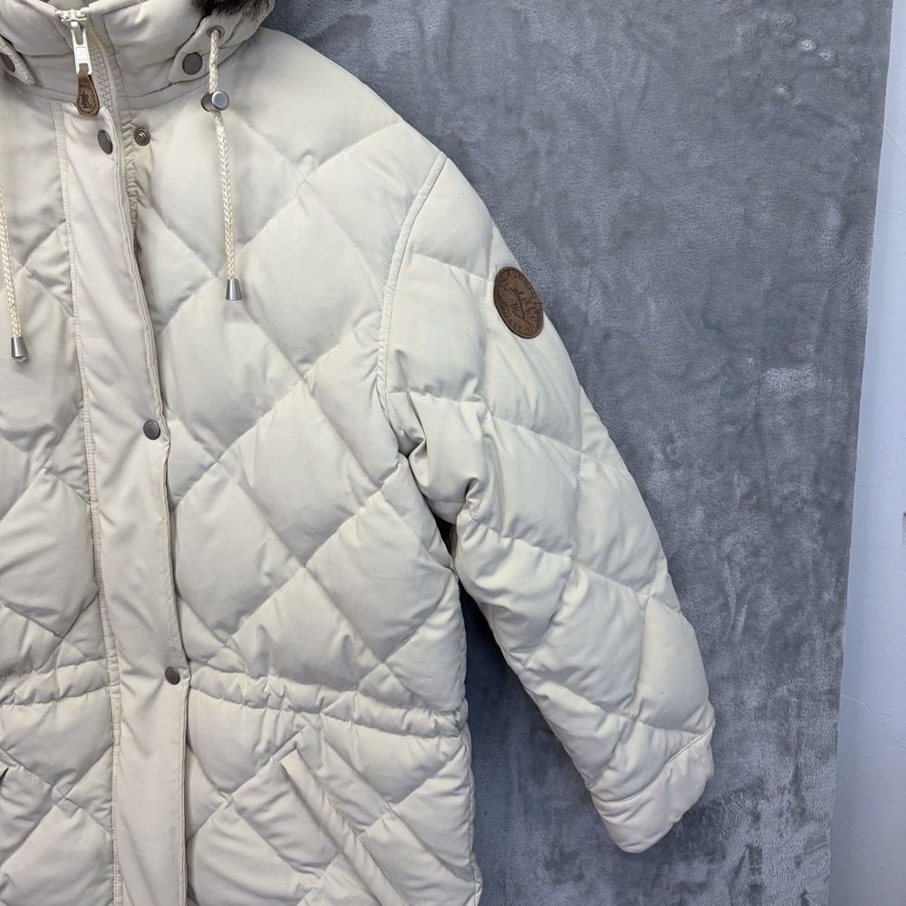Lauren Ralph Lauren Size S Womens Down Puffer Coat Jacket White Fur Trim Hood - Picture 5 of 16